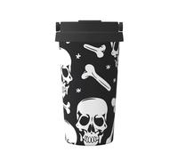Mexpekil Tasse à café isotherme de voyage avec couvercle étanche Motif crâne de dessin animé pour boissons chaudes 500 ml