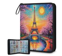 Mexpekil Tower Paris Classeur coloré à 9 pochettes avec 50 pages à chargement latéral pour 900 cartes, fermeture éclair, album de cartes à collectionner étanche