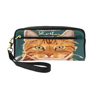 Mexpekil Trousse à crayons American Shorthair - Trousse de voyage pour maquillage - Porte-monnaie - En cuir - Pour pinceaux de maquillage - Pour enfants, filles, garçons, fournitures scolaires et de