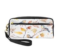 Mexpekil Trousse à crayons aquarelle en forme de colibri avec oiseaux sur une branche - Trousse de maquillage de voyage pour stylos - Sac à main en cuir pour pinceaux de maquillage - Boîte de