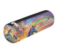 Mexpekil Trousse à crayons arc-en-ciel Licorne cheval dauphin sautant pour filles garçons papeterie pochette organisateur petit sac fournitures scolaires pour étudiants bureau