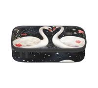 Mexpekil Trousse à crayons blanche et noire avec motif de cygne pour filles et garçons avec compartiments pour fournitures scolaires et bureau, Love White Swan Bird, Taille unique, Organiseur de sac