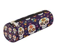 Mexpekil Trousse à crayons Day of The Dead Sugar Skull Floral pour filles garçons papeterie pochette organisateur petite trousse de fournitures scolaires pour étudiants bureau