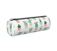 Mexpekil Trousse à crayons en cuir pour filles et garçons, petite trousse de rangement à fermeture éclair fine multi-usage pour fournitures scolaires enfants adultes, Cactus Simple Plante, Taille