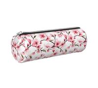 Mexpekil Trousse à crayons en cuir pour filles et garçons, petite trousse de rangement à fermeture éclair fine multi-usage pour fournitures scolaires enfants adultes, Fleurs de cerisier du Japon Rose