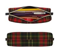 Mexpekil Trousse à crayons en cuir pour filles et garçons, petite trousse de rangement à fermeture éclair fine multi-usage pour fournitures scolaires enfants adultes, Plaid Buffalo Check, Taille