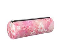 Mexpekil Trousse à crayons en cuir pour filles et garçons, petite trousse de rangement à fermeture éclair fine multi-usage pour fournitures scolaires enfants adultes, Fleurs de cerisier du Japon Rose