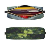 Mexpekil Trousse à crayons en cuir pour filles et garçons, petite trousse de rangement à fermeture éclair fine multi-usage pour fournitures scolaires enfants adultes, Paysage de montagne prairie