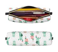 Mexpekil Trousse à crayons en cuir pour filles et garçons, petite trousse de rangement à fermeture éclair fine multi-usage pour fournitures scolaires enfants adultes, Cactus Simple Plante, Taille