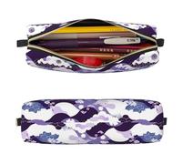 Mexpekil Trousse à crayons en cuir pour filles et garçons, petite trousse de rangement à fermeture éclair fine multi-usage pour fournitures scolaires enfants adultes, Vague japonaise., Taille unique