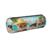 Mexpekil Trousse à crayons en cuir pour filles et garçons, petite trousse de rangement à fermeture éclair fine multi-usage pour fournitures scolaires enfants adultes, Beach Cats Sea, Taille unique