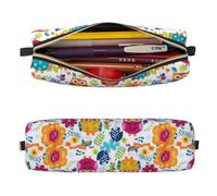 Mexpekil Trousse à crayons en cuir pour filles et garçons, petite trousse de rangement à fermeture éclair fine multi-usage pour fournitures scolaires enfants adultes, Hiboux de couleur vive, Taille