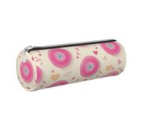 Mexpekil Trousse à crayons en cuir pour filles et garçons, petite trousse de rangement à fermeture éclair fine multi-usage pour fournitures scolaires enfants adultes, Notes de musique en vinyle rose