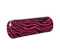 Mexpekil Trousse à crayons en cuir pour filles et garçons, petite trousse de rangement à fermeture éclair fine multi-usage pour fournitures scolaires enfants adultes, Imprimé zèbre rose vif noir