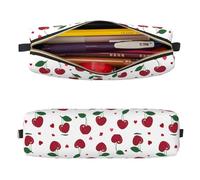 Mexpekil Trousse à crayons en cuir pour filles et garçons, petite trousse de rangement à fermeture éclair fine multi-usage pour fournitures scolaires enfants adultes, Fruit feuille de cerisier, Taille
