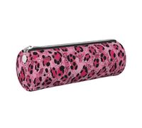 Mexpekil Trousse à crayons en cuir pour filles et garçons, petite trousse de rangement à fermeture éclair fine multi-usage pour fournitures scolaires enfants adultes, Imprimé léopard rose pailleté