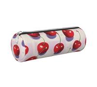 Mexpekil Trousse à crayons en cuir pour filles et garçons, petite trousse de rangement à fermeture éclair fine multi-usage pour fournitures scolaires enfants adultes, Cerise rouge, Taille unique