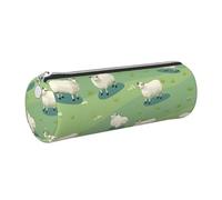 Mexpekil Trousse à crayons en cuir pour filles et garçons, petite trousse de rangement à fermeture éclair fine multi-usage pour fournitures scolaires enfants adultes, Mouton prairie, Taille unique