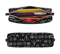 Mexpekil Trousse à crayons en cuir pour filles et garçons, petite trousse de rangement à fermeture éclair fine multi-usage pour fournitures scolaires enfants adultes, Graffiti formule mathématique