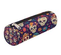 Mexpekil Trousse à crayons Mexico Day of the Dead Sugar Skull pour filles et garçons - Petite trousse de fournitures scolaires pour étudiants et bureau