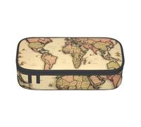 Mexpekil Trousse à crayons motif avions de dessin animé ciel pour filles et garçons, trousse à crayons avec compartiments pour fournitures scolaires pour étudiants et bureau, Motif carte du monde