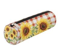 Mexpekil Trousse à crayons motif tournesol rouge à carreaux pour filles, garçons, adolescents, femmes