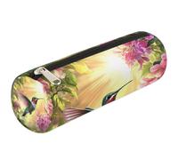 Mexpekil Trousse à crayons ronde cylindrique pour enfants, garçons et filles, motif colibri, orchidée, pour fournitures scolaires