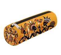 Mexpekil Trousse à crayons ronde ronde avec motifs africains dansants pour enfants, garçons et filles