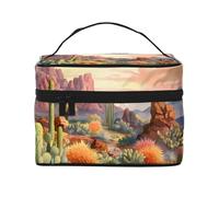 Mexpekil Trousse de maquillage de voyage de grande capacité, organiseur de maquillage, trousse de toilette portable pour femmes et filles, Cactus pierre du désert, Taille unique