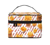 Mexpekil Trousse de maquillage de voyage de grande capacité, organiseur de maquillage, trousse de toilette portable pour femmes et filles, French Fries, Taille unique