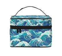Mexpekil Trousse de maquillage de voyage de grande capacité, organiseur de maquillage, trousse de toilette portable pour femmes et filles, Bleu vague, Taille unique