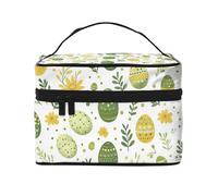 Mexpekil Trousse de maquillage de voyage pour femme - Grande capacité - Organiseur de maquillage - Trousse de toilette portable pour femmes et filles, Feuilles d'œufs jaunes verts, Taille unique