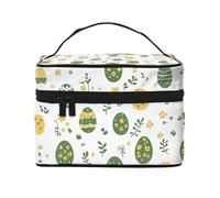 Mexpekil Trousse de maquillage de voyage pour femme - Grande capacité - Organiseur de maquillage - Trousse de toilette portable pour femmes et filles, Oeufs verts Yellwo Floral, Taille unique