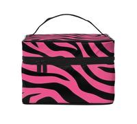 Mexpekil Trousse de maquillage de voyage pour femme - Grande capacité - Organiseur de maquillage - Trousse de toilette portable pour femmes et filles, Motif imprimé zèbre rose, Taille unique