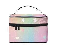 Mexpekil Trousse de maquillage de voyage pour femme - Grande capacité - Organiseur de maquillage - Trousse de toilette portable pour femmes et filles, Paillettes étoiles arc-en-ciel, Taille unique