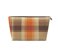 Mexpekil Trousse de maquillage étanche pour cosmétiques - Petite trousse de maquillage portable - Accessoires de voyage - Cadeaux pour femmes, hommes et filles, Buffalo Plaid Orange, One Size