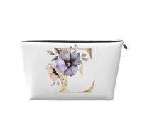 Mexpekil Trousse de maquillage étanche pour cosmétiques - Petite trousse de maquillage portable - Accessoires de voyage - Cadeaux pour femmes, hommes et filles, Lettre E fleur, One Size