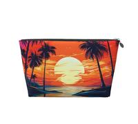 Mexpekil Trousse de maquillage étanche pour cosmétiques - Petite trousse de maquillage portable - Accessoires de voyage - Cadeaux pour femmes, hommes et filles, Coucher de soleil en bord de mer coco