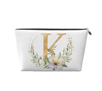 Mexpekil Trousse de maquillage étanche pour cosmétiques - Petite trousse de maquillage portable - Accessoires de voyage - Cadeaux pour femmes, hommes et filles, Lettre K fleur, One Size