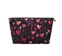 Mexpekil Trousse de maquillage étanche pour cosmétiques - Petite trousse de maquillage portable - Accessoires de voyage - Cadeaux pour femmes, hommes et filles, Cœurs Noirs Amour, One Size