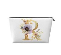 Mexpekil Trousse de maquillage étanche pour cosmétiques - Petite trousse de maquillage portable - Accessoires de voyage - Cadeaux pour femmes, hommes et filles, Lettre R fleur, One Size