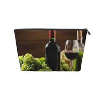 Mexpekil Trousse de maquillage étanche pour cosmétiques - Petite trousse de maquillage portable - Accessoires de voyage - Cadeaux pour femmes, hommes et filles, Raisin vin rouge en bois, One Size
