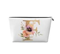 Mexpekil Trousse de maquillage étanche pour cosmétiques - Petite trousse de maquillage portable - Accessoires de voyage - Cadeaux pour femmes, hommes et filles, Lettre F fleur, One Size