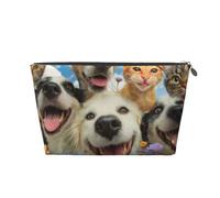 Mexpekil Trousse de maquillage étanche pour cosmétiques - Petite trousse de maquillage portable - Accessoires de voyage - Cadeaux pour femmes, hommes et filles, Happy Dogs Cats, One Size