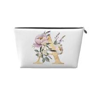 Mexpekil Trousse de maquillage étanche pour cosmétiques - Petite trousse de maquillage portable - Accessoires de voyage - Cadeaux pour femmes, hommes et filles, Fleur Lettre A, One Size