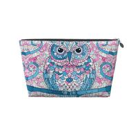 Mexpekil Trousse de maquillage étanche pour cosmétiques - Petite trousse de maquillage portable - Accessoires de voyage - Cadeaux pour femmes, hommes et filles, Rose Art Chouette Boho, One Size