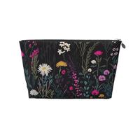 Mexpekil Trousse de maquillage étanche pour cosmétiques - Petite trousse de maquillage portable - Accessoires de voyage - Cadeaux pour femmes, hommes et filles, Plante sauvage brodée, One Size