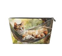 Mexpekil Trousse de maquillage étanche pour cosmétiques - Petite trousse de maquillage portable - Accessoires de voyage - Cadeaux pour femmes, hommes et filles, Chat forêt endormi, One Size