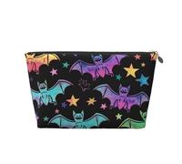 Mexpekil Trousse de maquillage étanche pour cosmétiques - Petite trousse de maquillage portable - Accessoires de voyage - Cadeaux pour femmes, hommes et filles, Étoile chauve-souris colorée, One Size