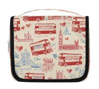 Mexpekil Trousse de toilette avec motif bus londonien, Big Ben City Elements, pour femmes, hommes, femmes, étanche, à suspendre, avec crochet, trousse de maquillage